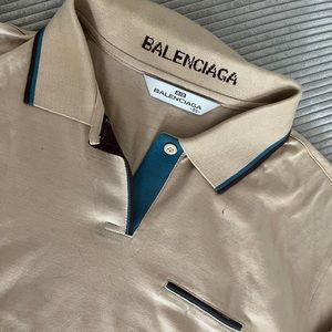 Vintage Balenciaga Plated Jersey Polo Shirt Size Small